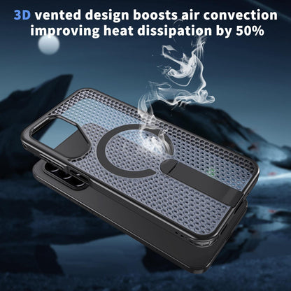 For Galaxy A17 4G / 5G kalebol Honeycomb Cooling MagSafe Holder Phone Case - Black - EDA008482414A