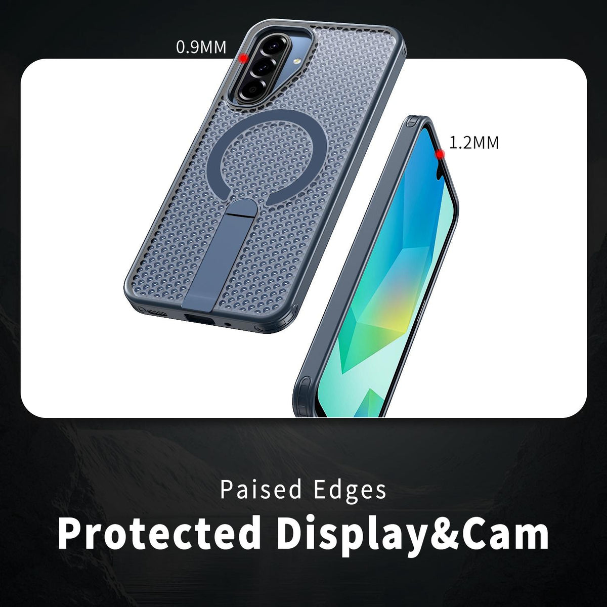 For Galaxy A17 4G / 5G kalebol Honeycomb Cooling MagSafe Holder Phone Case - Blue - EDA008482414B