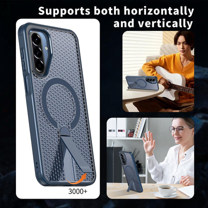 For Galaxy A17 4G / 5G kalebol Honeycomb Cooling MagSafe Holder Phone Case - Blue - EDA008482414B