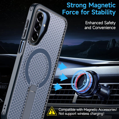 For Galaxy A17 4G / 5G kalebol Honeycomb Cooling MagSafe Holder Phone Case - Blue - EDA008482414B