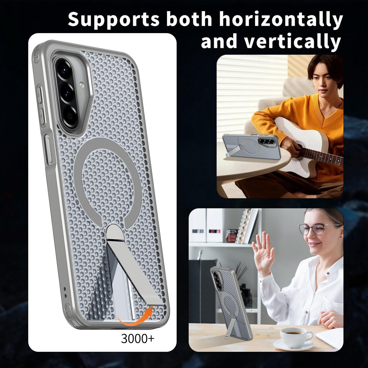 For Galaxy A17 4G / 5G kalebol Honeycomb Cooling MagSafe Holder Phone Case - Titanium Grey - EDA008482414C
