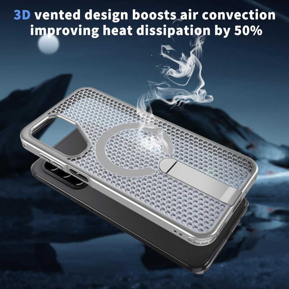 For Galaxy A17 4G / 5G kalebol Honeycomb Cooling MagSafe Holder Phone Case - Titanium Grey - EDA008482414C