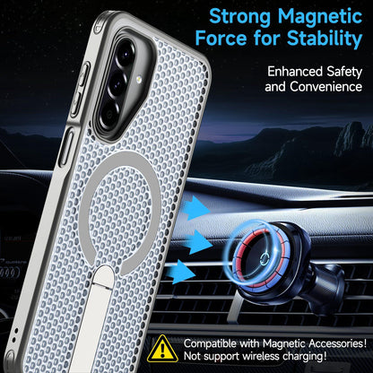 For Galaxy A17 4G / 5G kalebol Honeycomb Cooling MagSafe Holder Phone Case - Titanium Grey - EDA008482414C