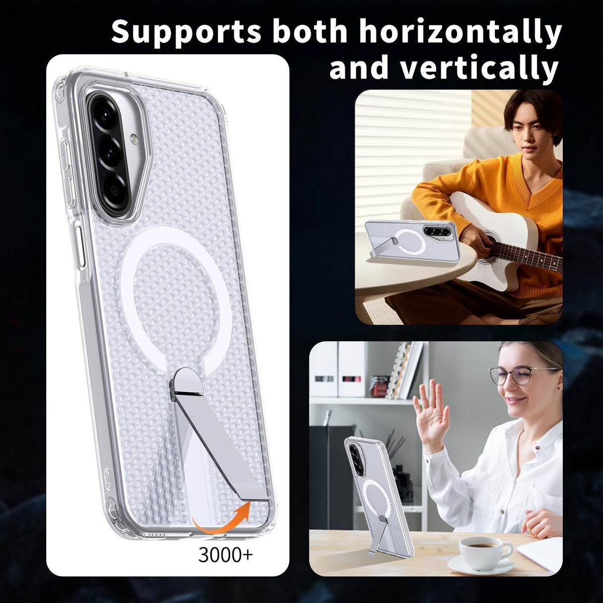 For Galaxy A17 4G / 5G kalebol Honeycomb Cooling MagSafe Holder Phone Case - Frosted Transparent - EDA008482414D
