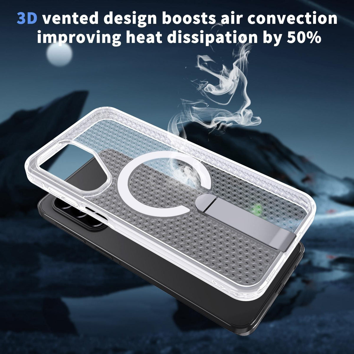 For Galaxy A17 4G / 5G kalebol Honeycomb Cooling MagSafe Holder Phone Case - Frosted Transparent - EDA008482414D