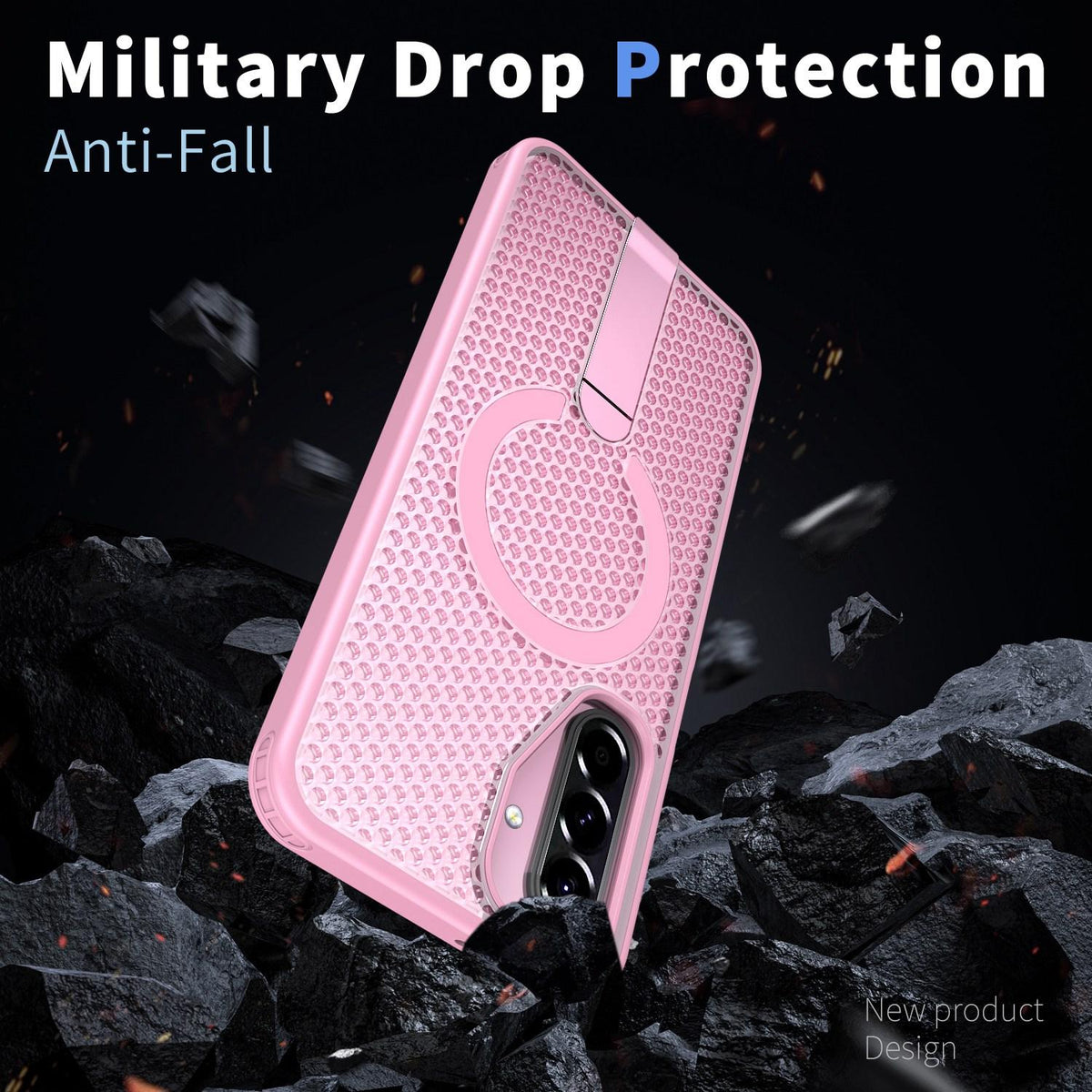For Galaxy A17 4G / 5G kalebol Honeycomb Cooling MagSafe Holder Phone Case - Pink - EDA008482414E