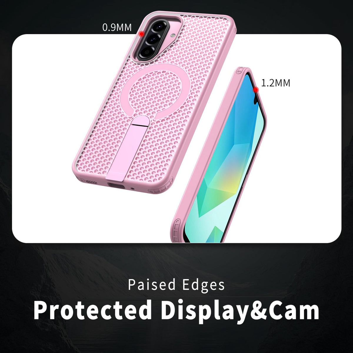 For Galaxy A17 4G / 5G kalebol Honeycomb Cooling MagSafe Holder Phone Case - Pink - EDA008482414E