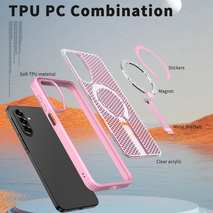 For Galaxy A17 4G / 5G kalebol Honeycomb Cooling MagSafe Holder Phone Case - Pink - EDA008482414E