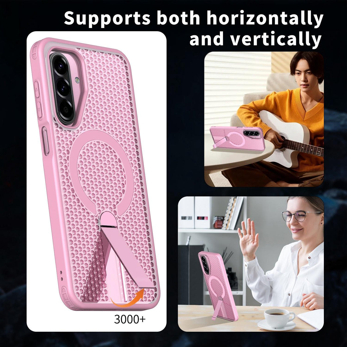 For Galaxy A17 4G / 5G kalebol Honeycomb Cooling MagSafe Holder Phone Case - Pink - EDA008482414E