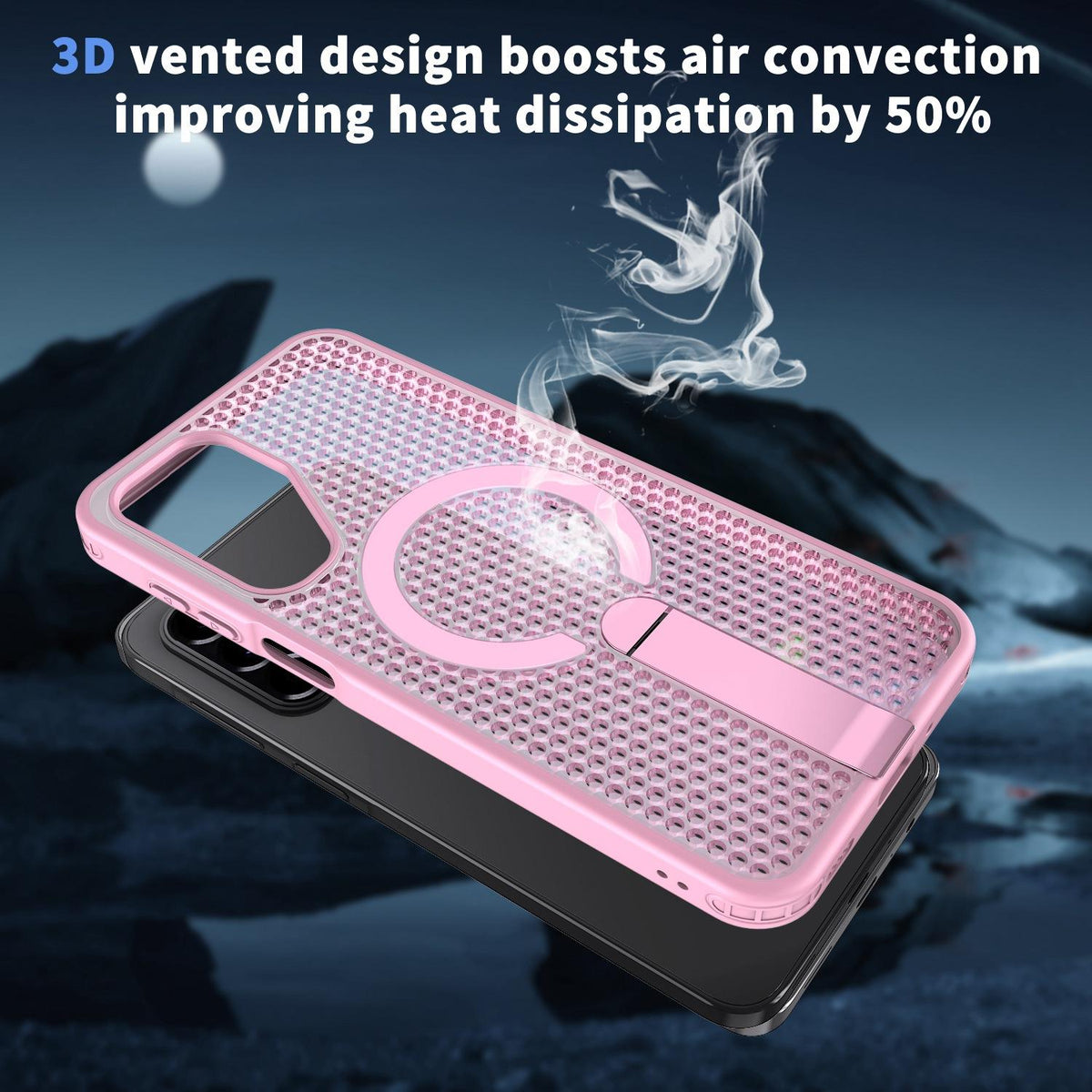 For Galaxy A17 4G / 5G kalebol Honeycomb Cooling MagSafe Holder Phone Case - Pink - EDA008482414E