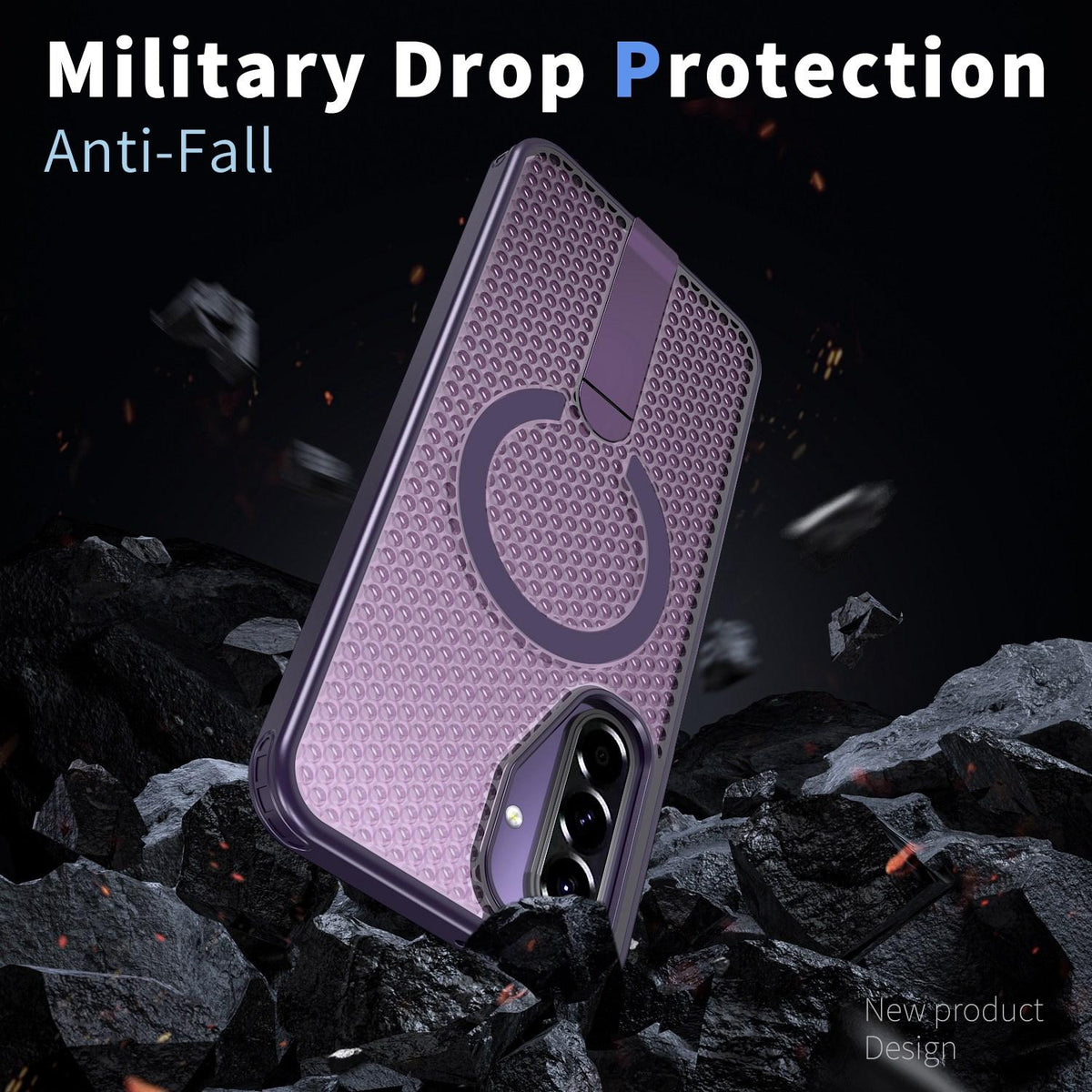 For Galaxy A17 4G / 5G kalebol Honeycomb Cooling MagSafe Holder Phone Case - Purple - EDA008482414F