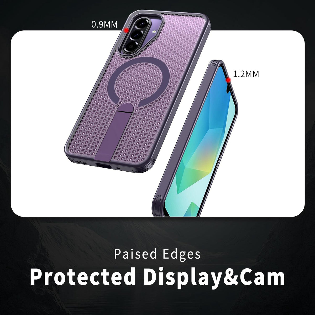 For Galaxy A17 4G / 5G kalebol Honeycomb Cooling MagSafe Holder Phone Case - Purple - EDA008482414F
