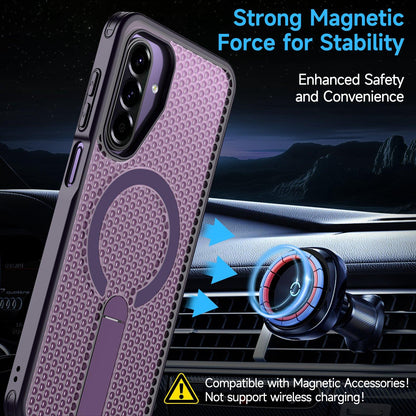 For Galaxy A17 4G / 5G kalebol Honeycomb Cooling MagSafe Holder Phone Case - Purple - EDA008482414F
