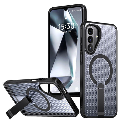 For Galaxy A27 5G kalebol Honeycomb Cooling MagSafe Holder Phone Case - Black - EDA008482415A