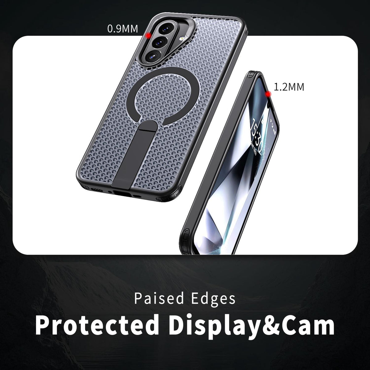 For Galaxy A27 5G kalebol Honeycomb Cooling MagSafe Holder Phone Case - Black - EDA008482415A