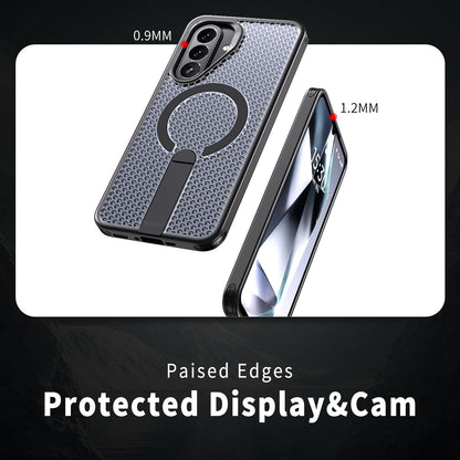 For Galaxy A27 5G kalebol Honeycomb Cooling MagSafe Holder Phone Case - Black - EDA008482415A