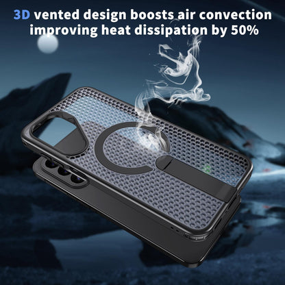 For Galaxy A27 5G kalebol Honeycomb Cooling MagSafe Holder Phone Case - Black - EDA008482415A