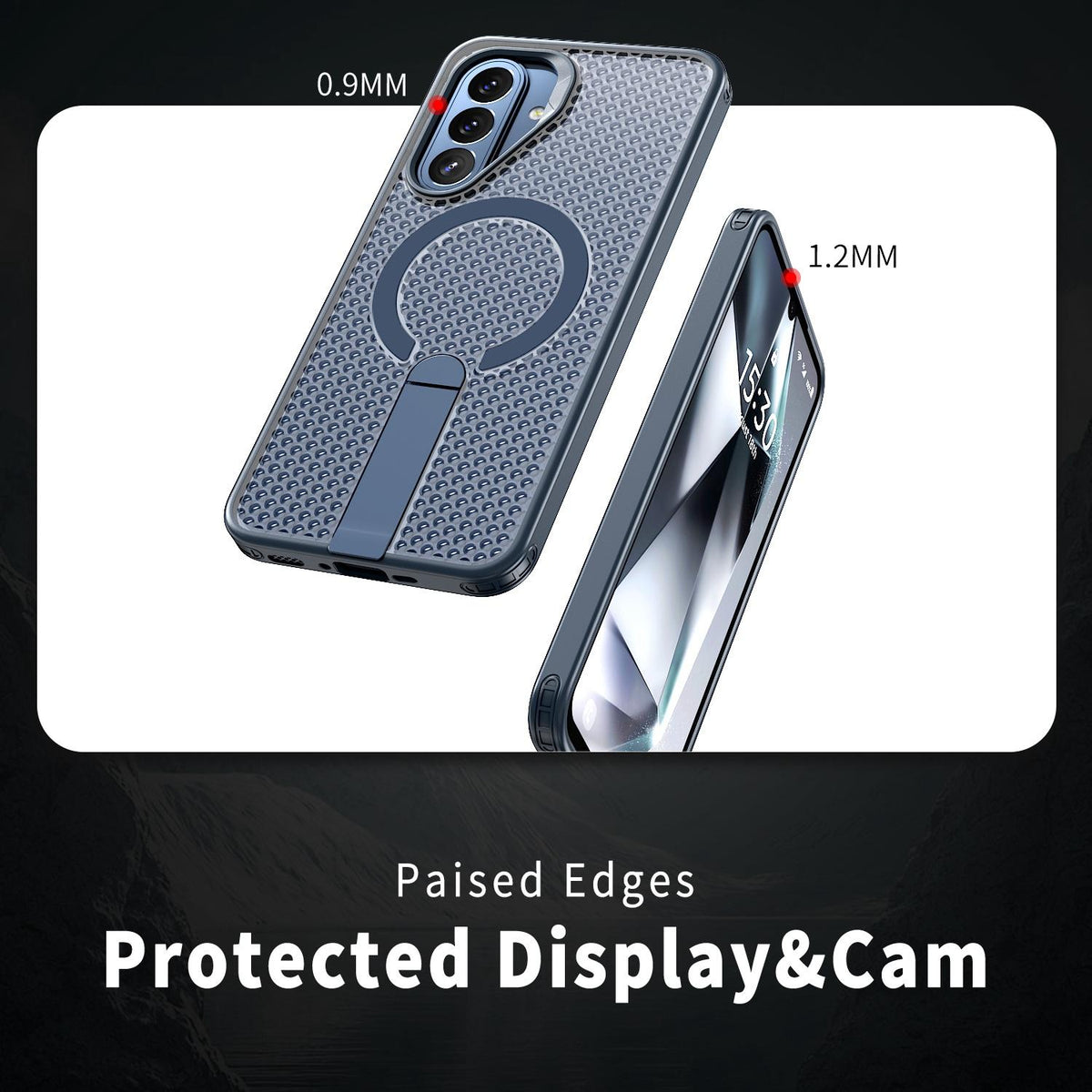 For Galaxy A27 5G kalebol Honeycomb Cooling MagSafe Holder Phone Case - Blue - EDA008482415B