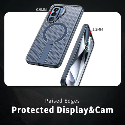 For Galaxy A27 5G kalebol Honeycomb Cooling MagSafe Holder Phone Case - Blue - EDA008482415B