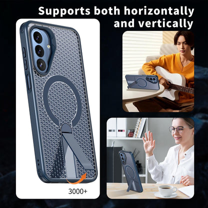 For Galaxy A27 5G kalebol Honeycomb Cooling MagSafe Holder Phone Case - Blue - EDA008482415B