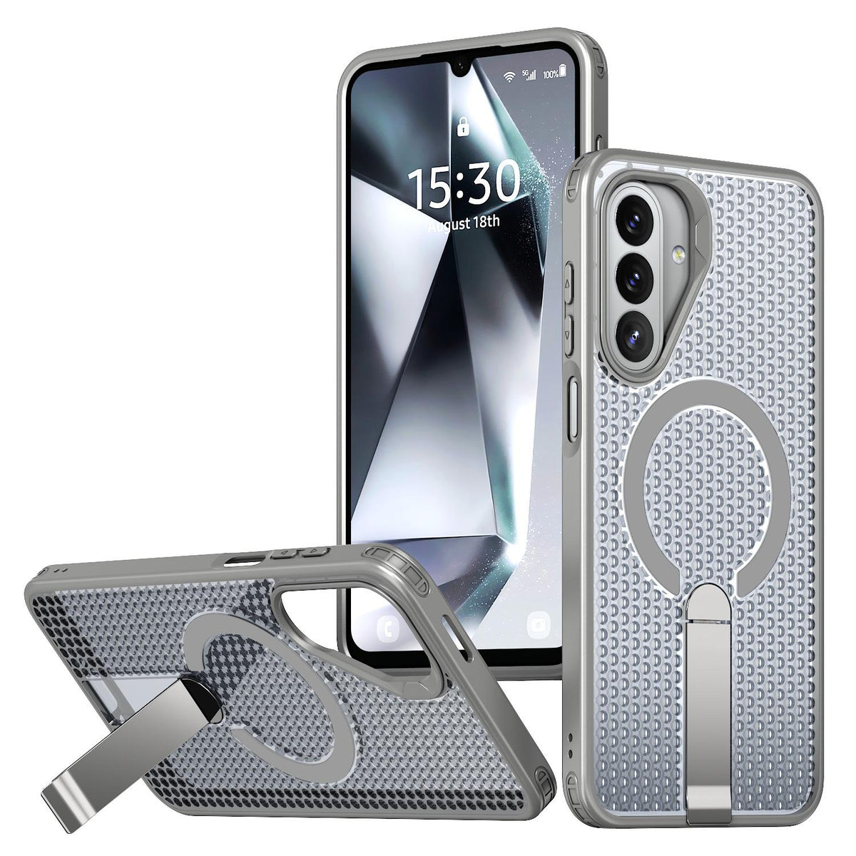 For Galaxy A27 5G kalebol Honeycomb Cooling MagSafe Holder Phone Case - Titanium Grey - EDA008482415C