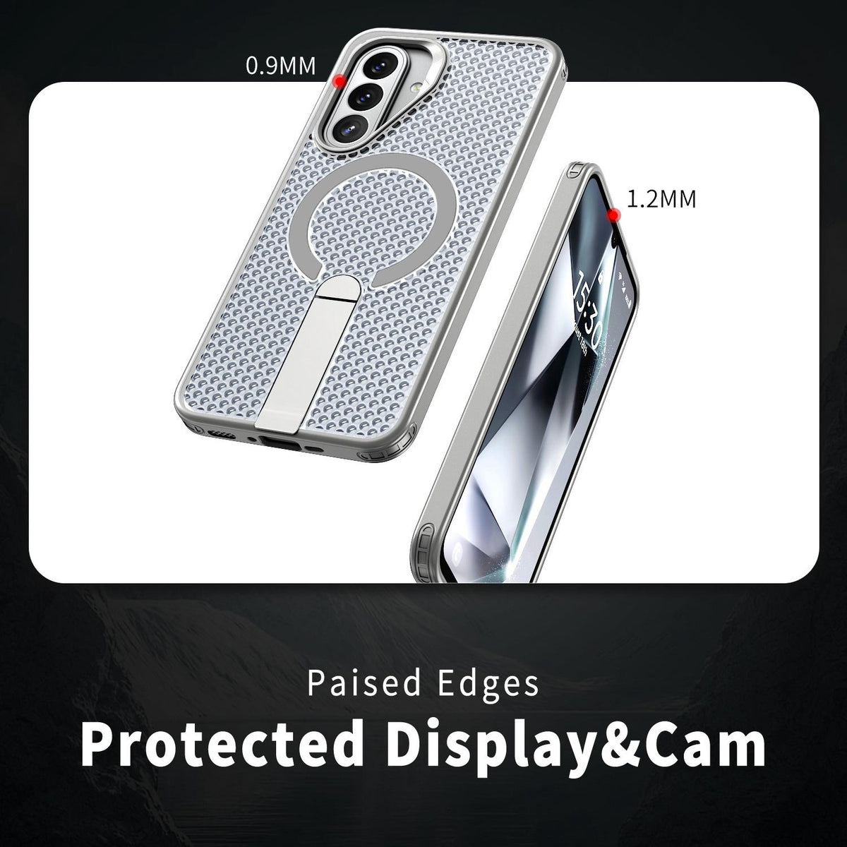 For Galaxy A27 5G kalebol Honeycomb Cooling MagSafe Holder Phone Case - Titanium Grey - EDA008482415C