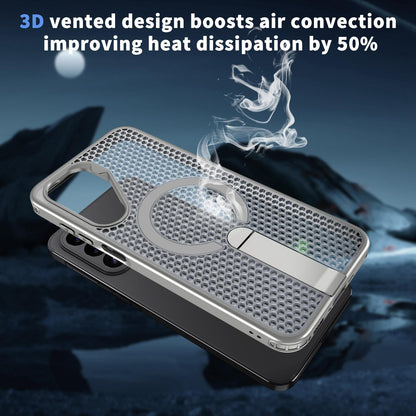For Galaxy A27 5G kalebol Honeycomb Cooling MagSafe Holder Phone Case - Titanium Grey - EDA008482415C