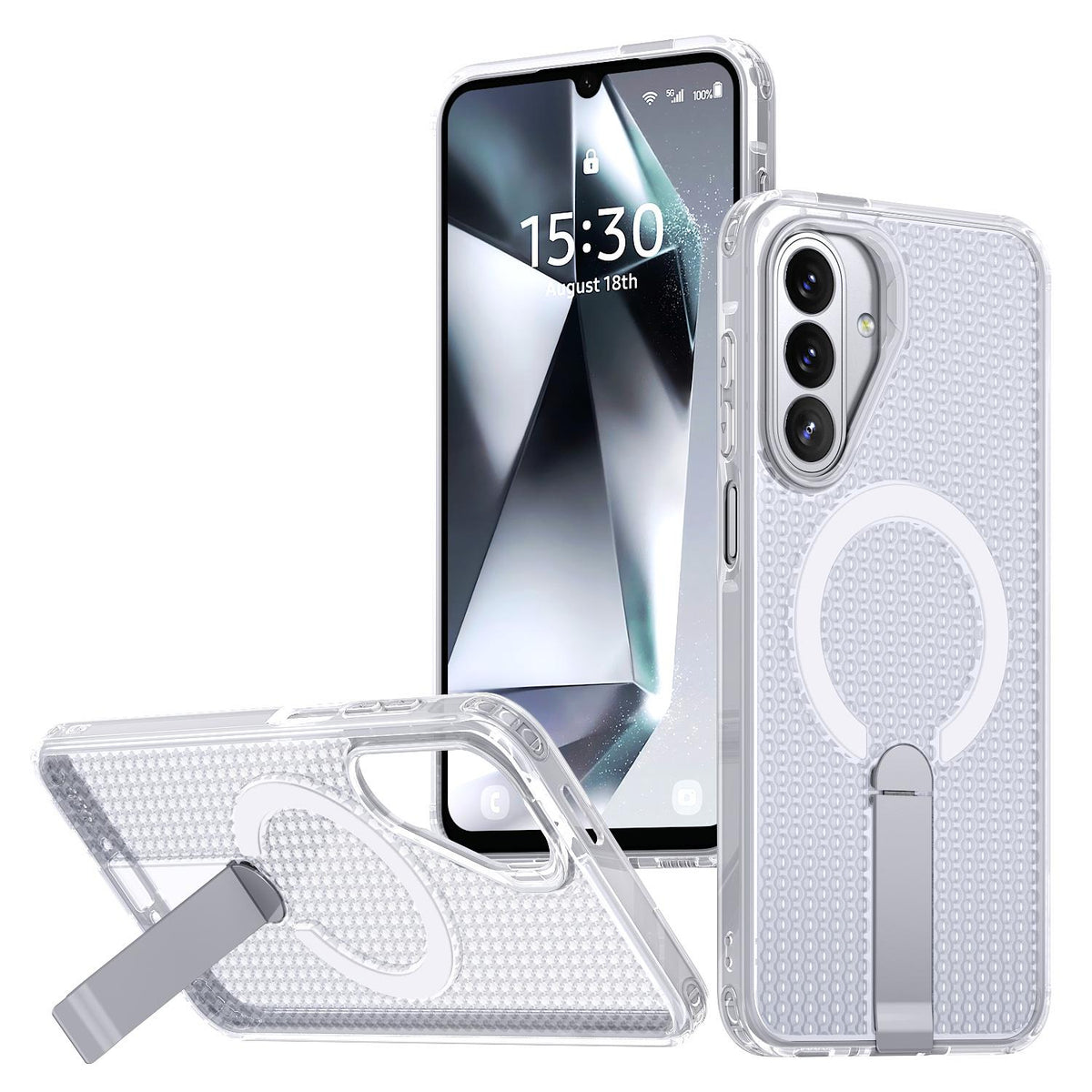 For Galaxy A27 5G kalebol Honeycomb Cooling MagSafe Holder Phone Case - Frosted Transparent - EDA008482415D