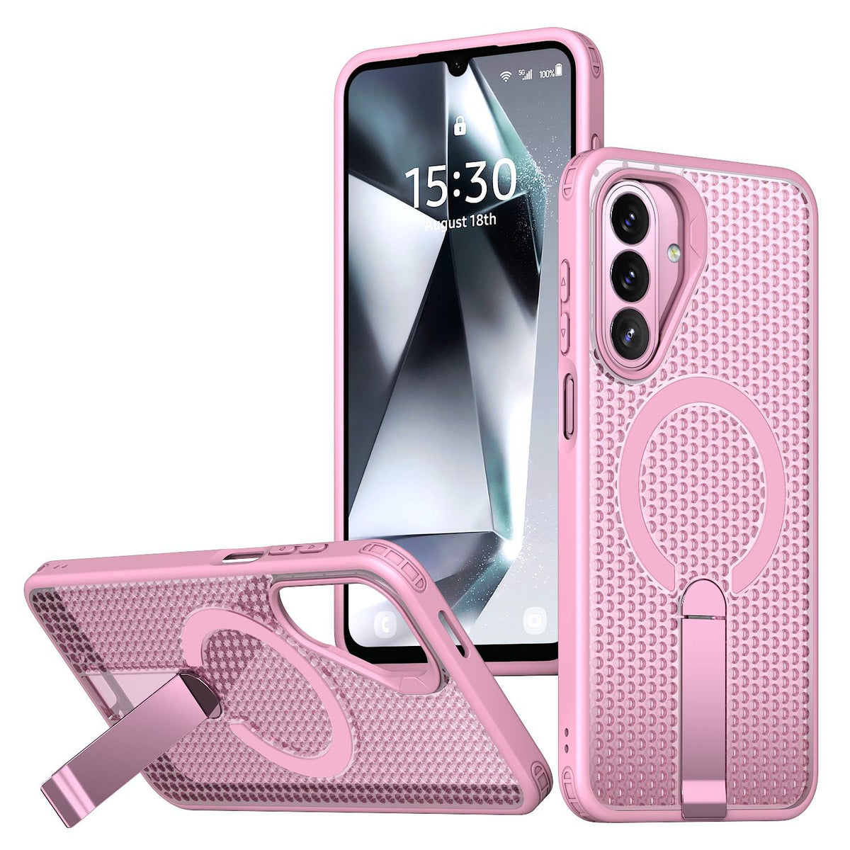 For Galaxy A27 5G kalebol Honeycomb Cooling MagSafe Holder Phone Case - Pink - EDA008482415E