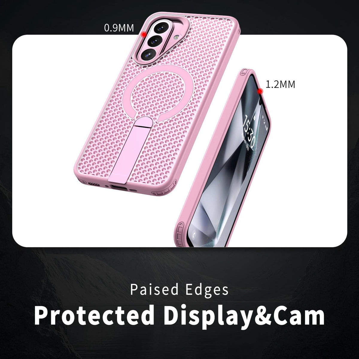 For Galaxy A27 5G kalebol Honeycomb Cooling MagSafe Holder Phone Case - Pink - EDA008482415E