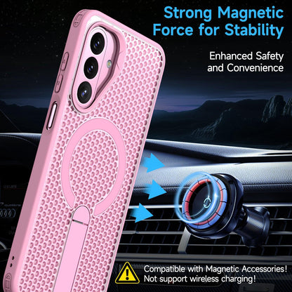 For Galaxy A27 5G kalebol Honeycomb Cooling MagSafe Holder Phone Case - Pink - EDA008482415E