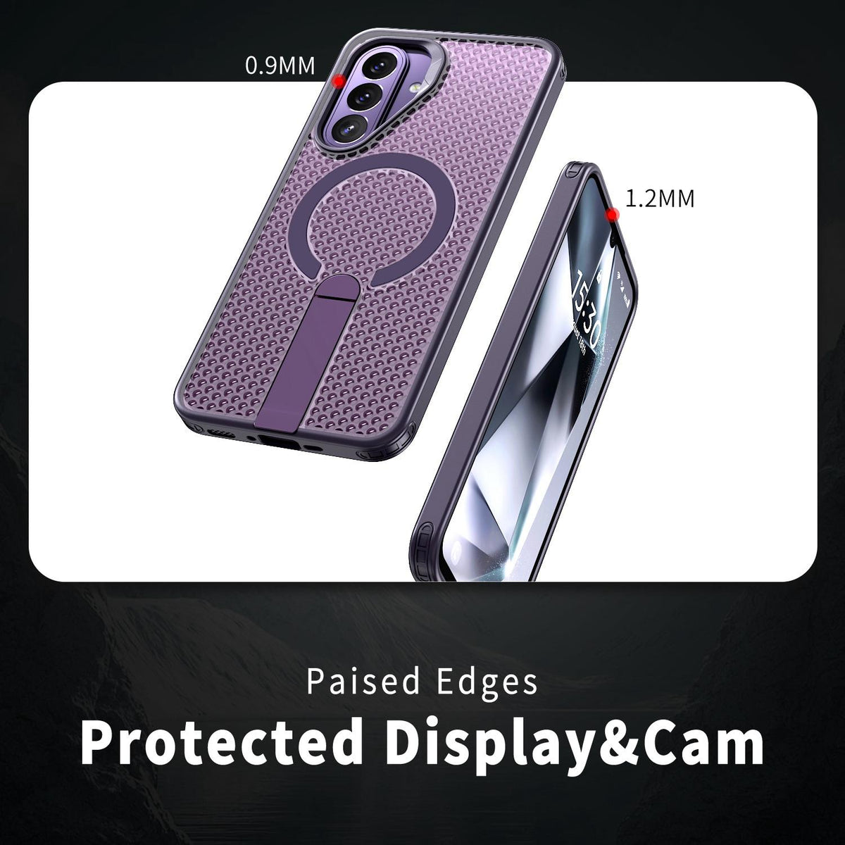 For Galaxy A27 5G kalebol Honeycomb Cooling MagSafe Holder Phone Case - Purple - EDA008482415F