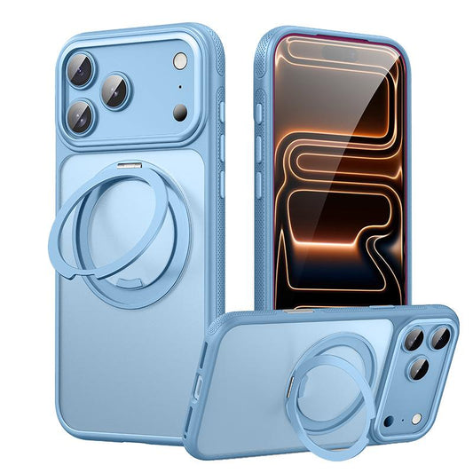 For iPhone 17 Pro Max Gear-Style Stress Relief 360 Rotation Holder MagSafe Phone Case(Light Blue)