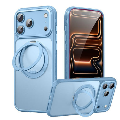 For iPhone 17 Pro Gear-Style Stress Relief 360 Rotation Holder MagSafe Phone Case(Light Blue)