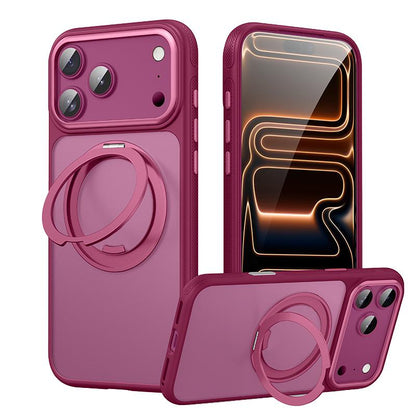For iPhone 18 Pro Max Gear-Style Stress Relief 360 Rotation Holder MagSafe Phone Case(Dark Red)
