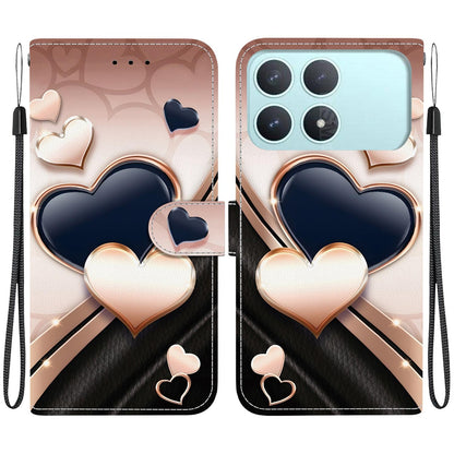For Redmi K90 / Xiaomi Poco F8 Pro 5G Crystal Texture Colored Drawing Leather Phone Case - Love Heart - EDA008484438A