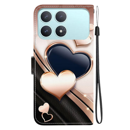 For Redmi K90 / Xiaomi Poco F8 Pro 5G Crystal Texture Colored Drawing Leather Phone Case - Love Heart - EDA008484438A