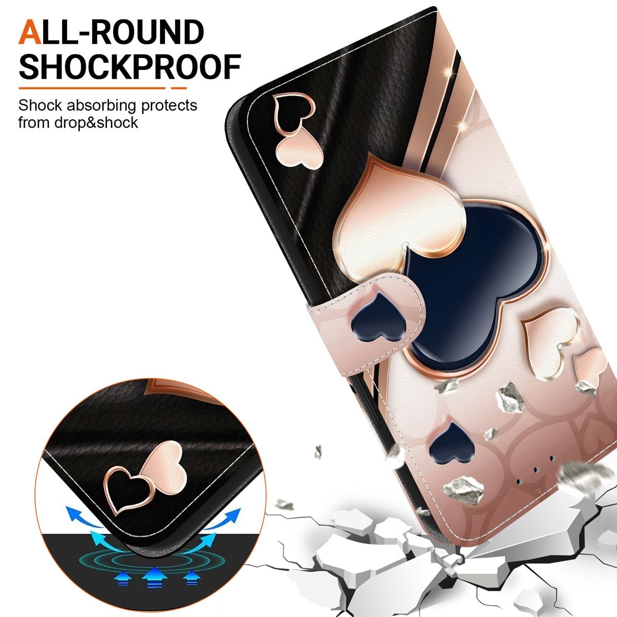 For Redmi K90 / Xiaomi Poco F8 Pro 5G Crystal Texture Colored Drawing Leather Phone Case - Love Heart - EDA008484438A