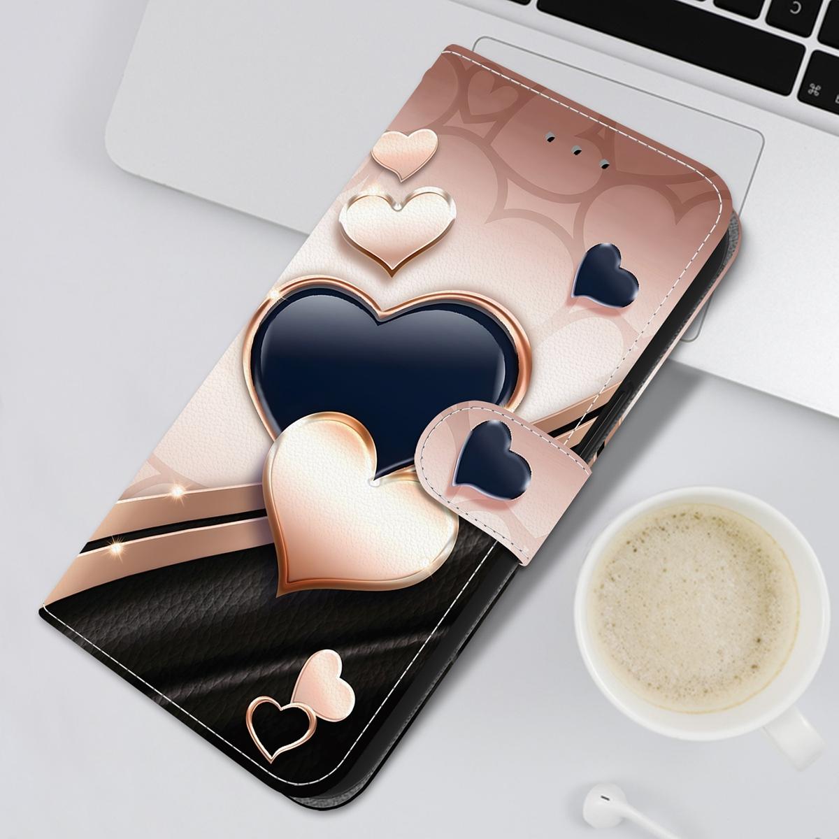 For Redmi K90 / Xiaomi Poco F8 Pro 5G Crystal Texture Colored Drawing Leather Phone Case - Love Heart - EDA008484438A