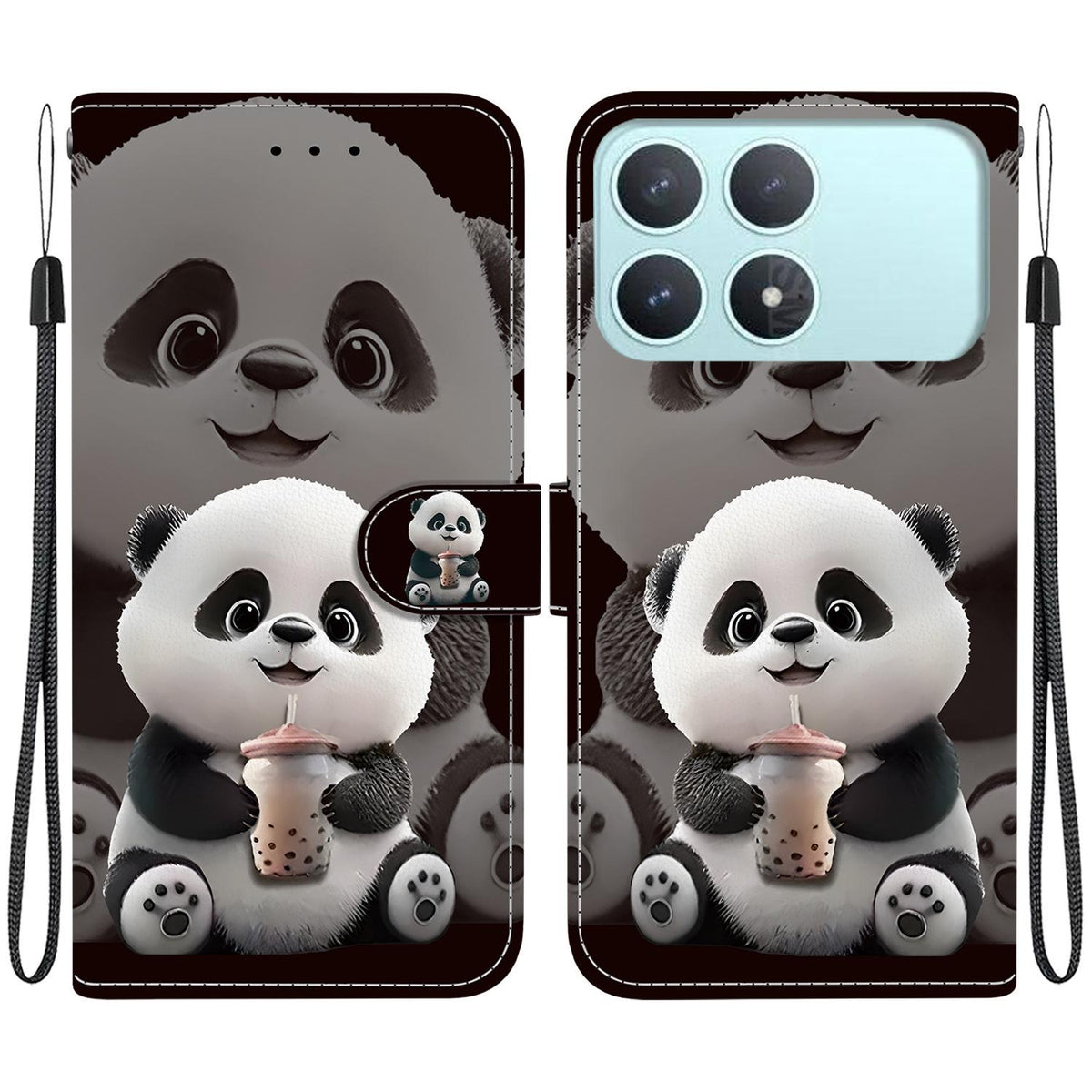 For Redmi K90 / Xiaomi Poco F8 Pro 5G Crystal Texture Colored Drawing Leather Phone Case - Milk Tea Bear - EDA008484438B