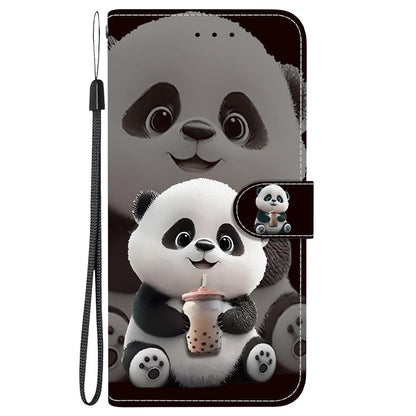 For Redmi K90 / Xiaomi Poco F8 Pro 5G Crystal Texture Colored Drawing Leather Phone Case - Milk Tea Bear - EDA008484438B