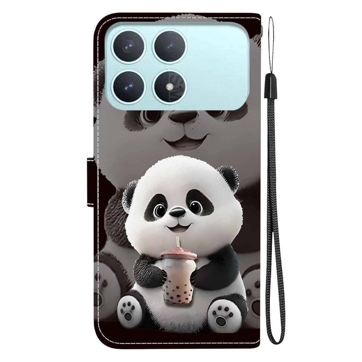 For Redmi K90 / Xiaomi Poco F8 Pro 5G Crystal Texture Colored Drawing Leather Phone Case - Milk Tea Bear - EDA008484438B