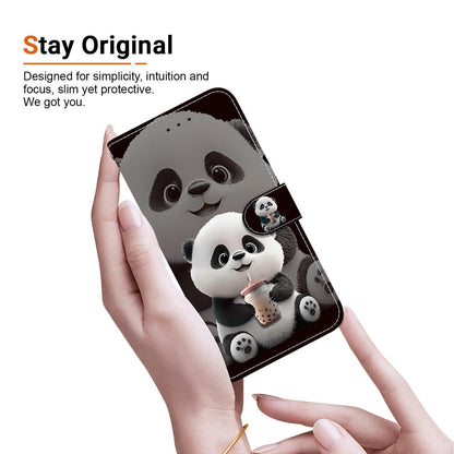 For Redmi K90 / Xiaomi Poco F8 Pro 5G Crystal Texture Colored Drawing Leather Phone Case - Milk Tea Bear - EDA008484438B