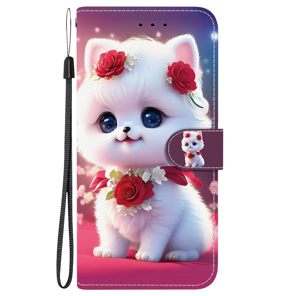 For Redmi K90 / Xiaomi Poco F8 Pro 5G Crystal Texture Colored Drawing Leather Phone Case - Rose Cat - EDA008484438C