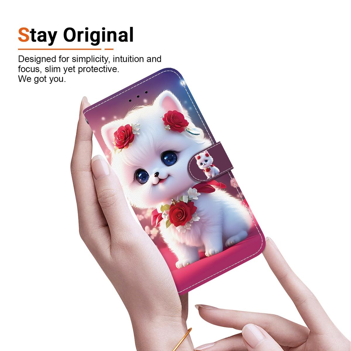 For Redmi K90 / Xiaomi Poco F8 Pro 5G Crystal Texture Colored Drawing Leather Phone Case - Rose Cat - EDA008484438C