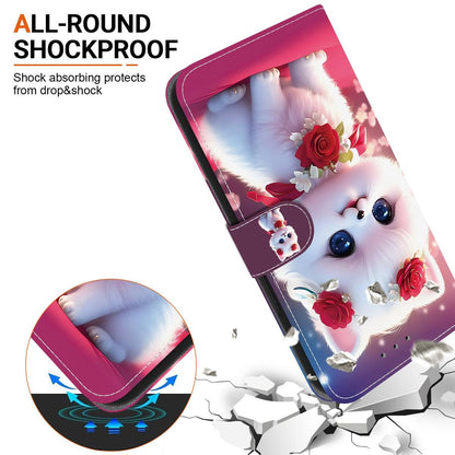 For Redmi K90 / Xiaomi Poco F8 Pro 5G Crystal Texture Colored Drawing Leather Phone Case - Rose Cat - EDA008484438C