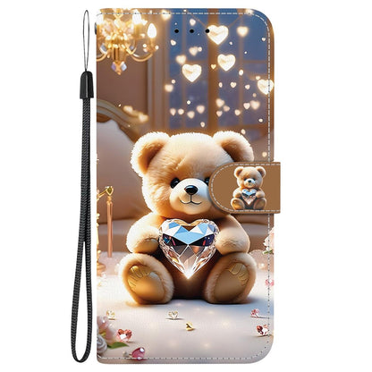 For Redmi K90 / Xiaomi Poco F8 Pro 5G Crystal Texture Colored Drawing Leather Phone Case - Diamond Bear - EDA008484438D