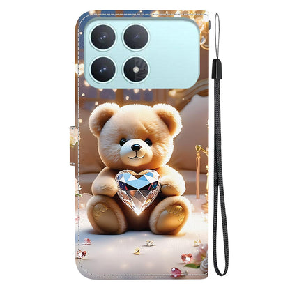 For Redmi K90 / Xiaomi Poco F8 Pro 5G Crystal Texture Colored Drawing Leather Phone Case - Diamond Bear - EDA008484438D
