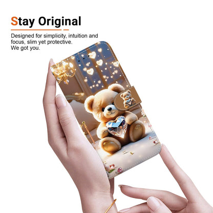 For Redmi K90 / Xiaomi Poco F8 Pro 5G Crystal Texture Colored Drawing Leather Phone Case - Diamond Bear - EDA008484438D