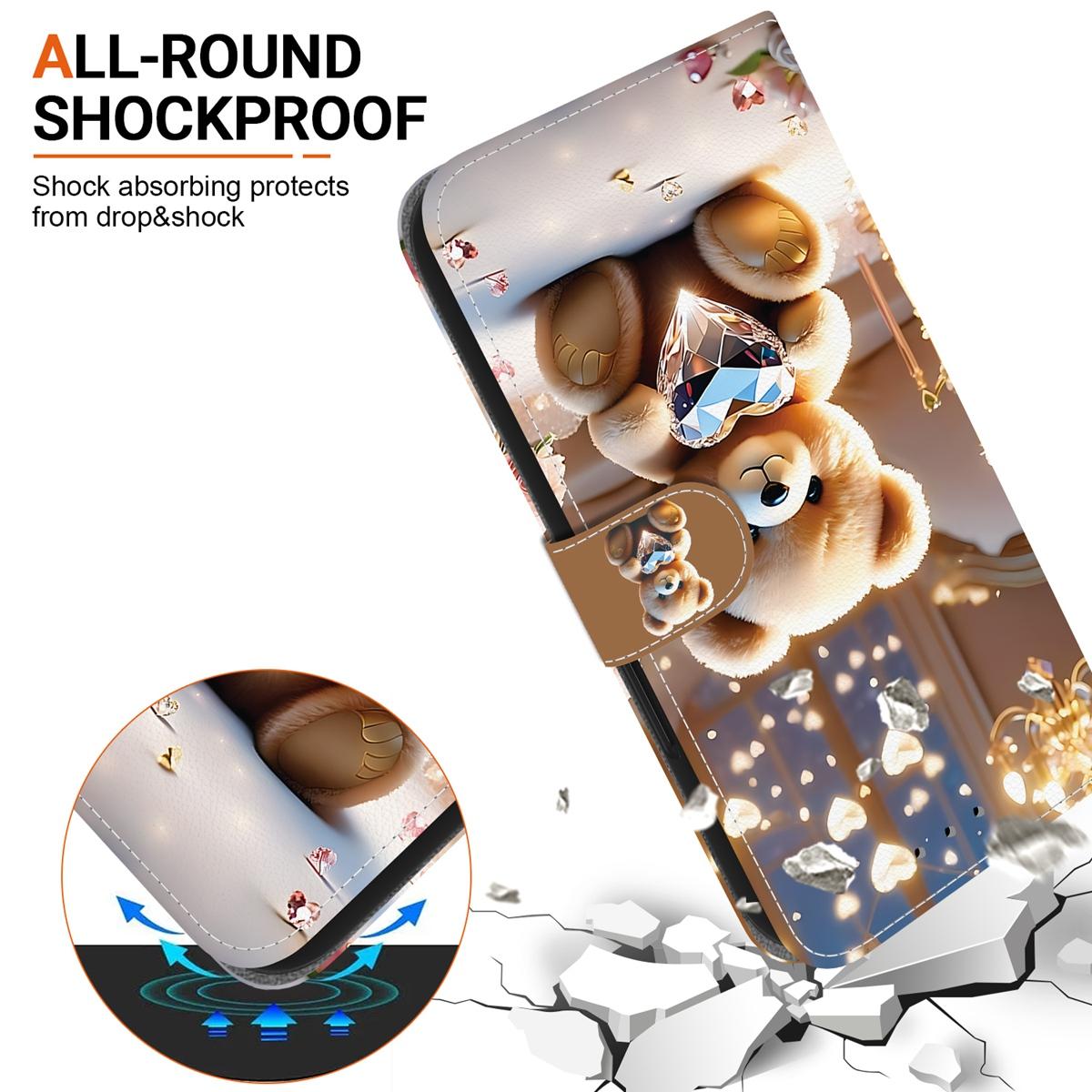 For Redmi K90 / Xiaomi Poco F8 Pro 5G Crystal Texture Colored Drawing Leather Phone Case - Diamond Bear - EDA008484438D